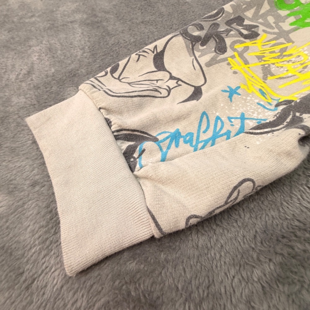 Disney Donald Duck Graffiti Joggers Grey Neon Graphic Sweatpants Womens Small - Picture 5 of 9